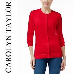 Carolyn Taylor red cardigan button-down medium top